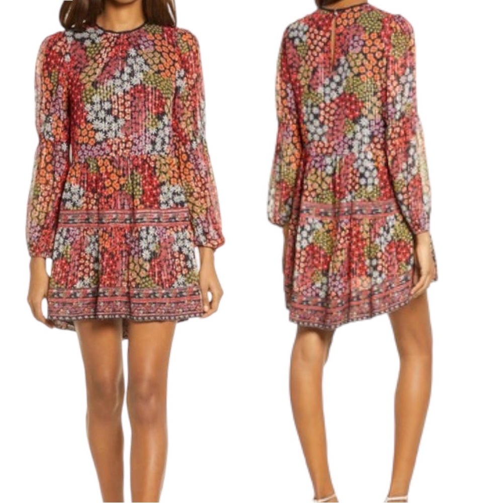 SAYLOR Talley Floral Long Sleeve Mini Dress EUC! 
Size XS